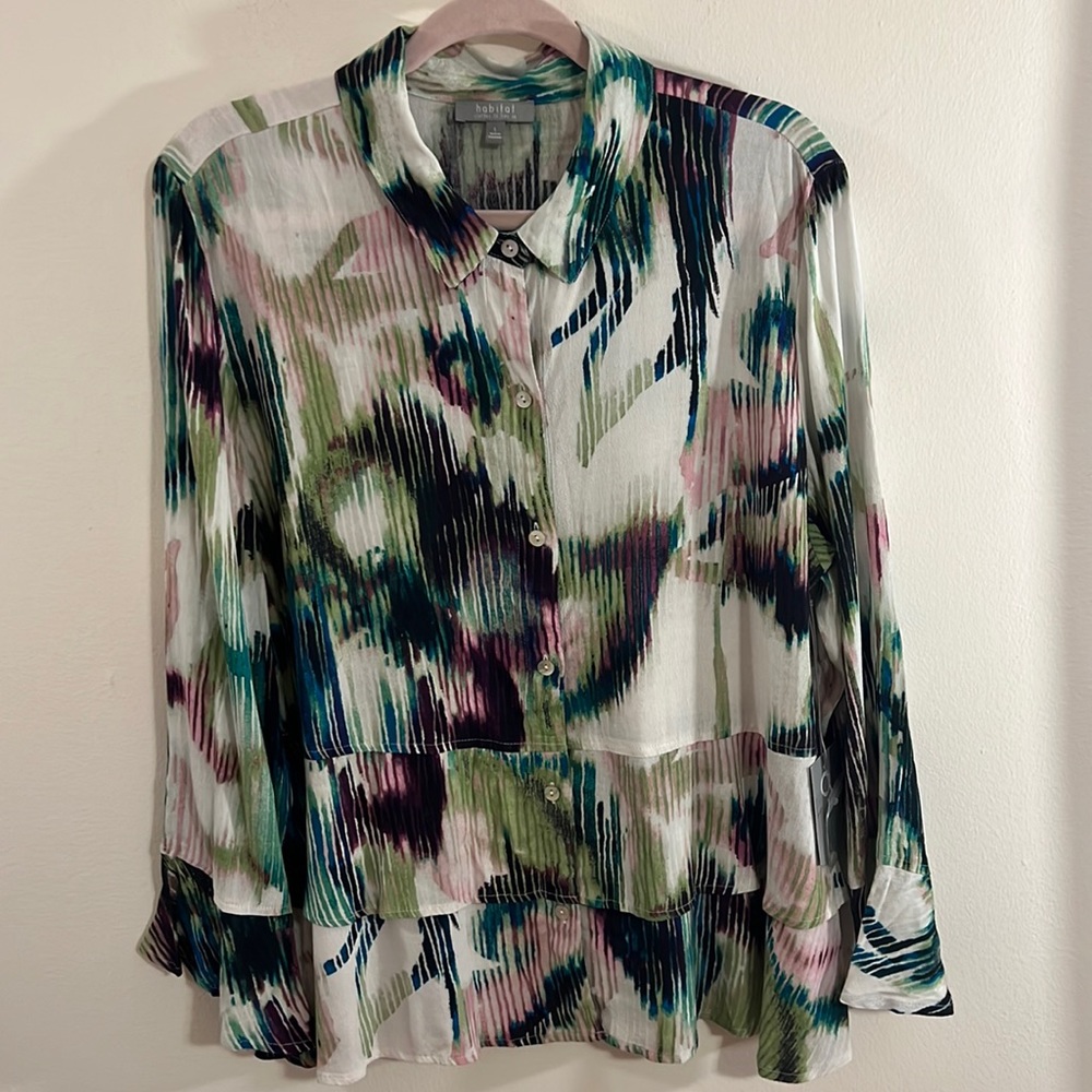 Habitat rain floral flounce shirt  NWT